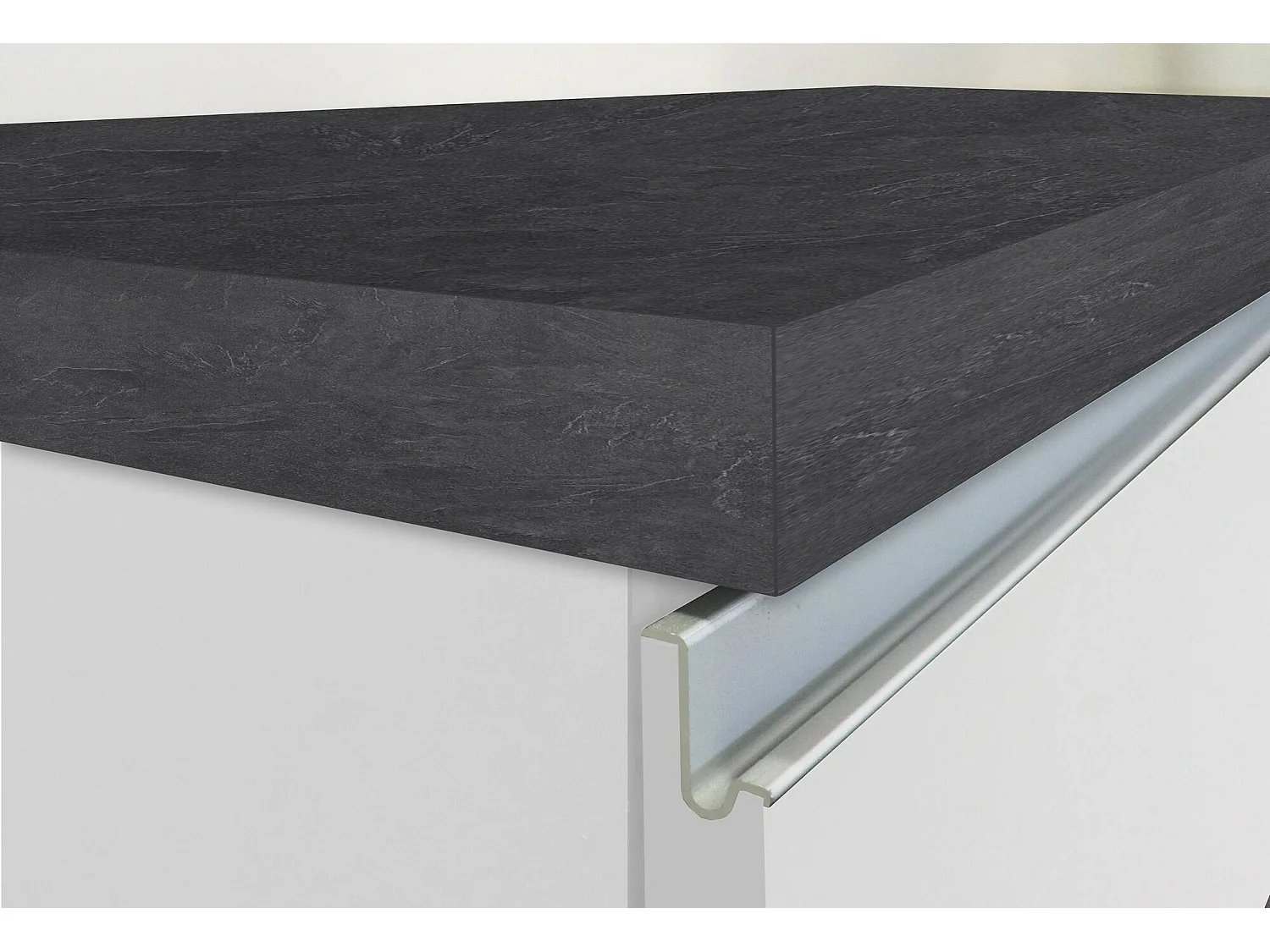 Îlot de cuisine Dcarnelo, Armoire polyvalente, Meuble de kitchenette, Table auxiliaire, 100% Made in Italy, 155x90h90 cm, Blanc brillant et ardoise