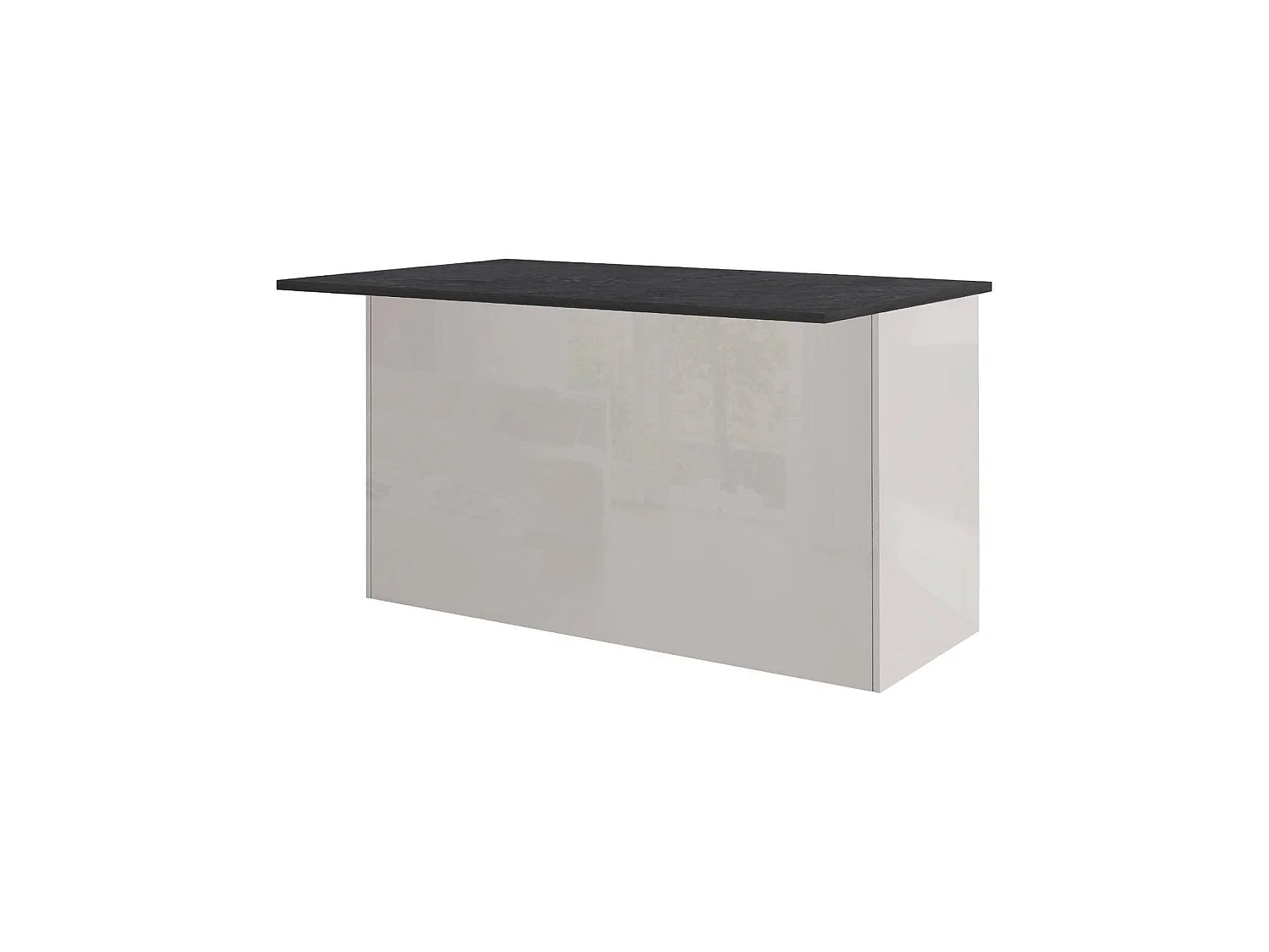 Îlot de cuisine Dcarnelo, Armoire polyvalente, Meuble de kitchenette, Table auxiliaire, 100% Made in Italy, 155x90h90 cm, Blanc brillant et ardoise