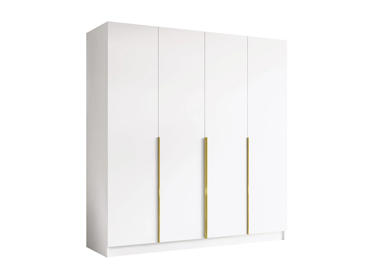 Armoire Closico Navor I, Blanc|Doré, 215x200x58cm, Portes d'armoire: Avec des charnières