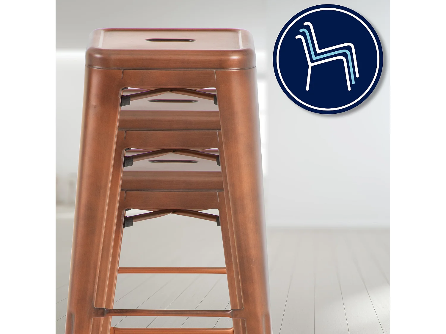 Tabouret de bar - Métal & Noir - Cuivre - Joshua