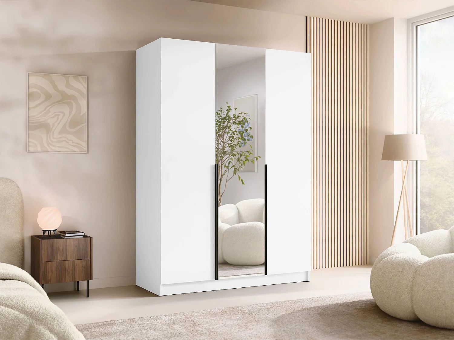 Armoire Closico Decoron II, Noir|Blanc, 215x150x58cm
