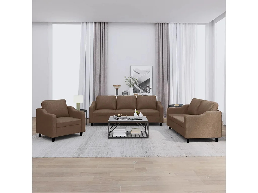 4-delige Loungeset met kussens stof bruin