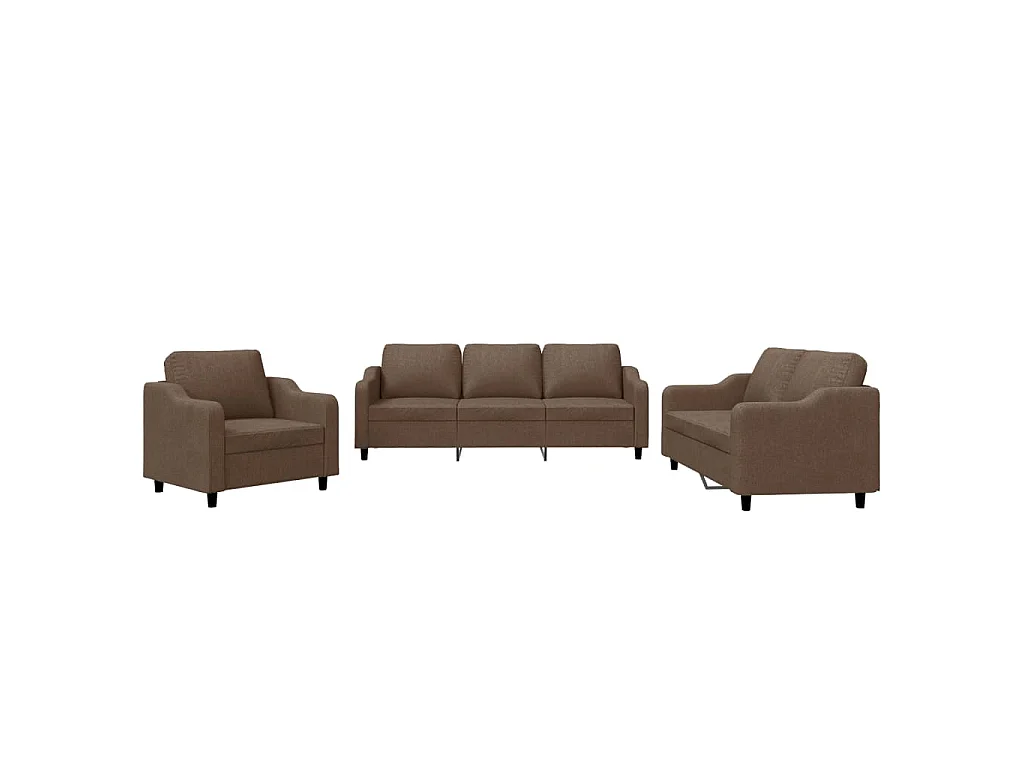 Ensemble de canapés 3 pcs avec coussins Marron Tissu