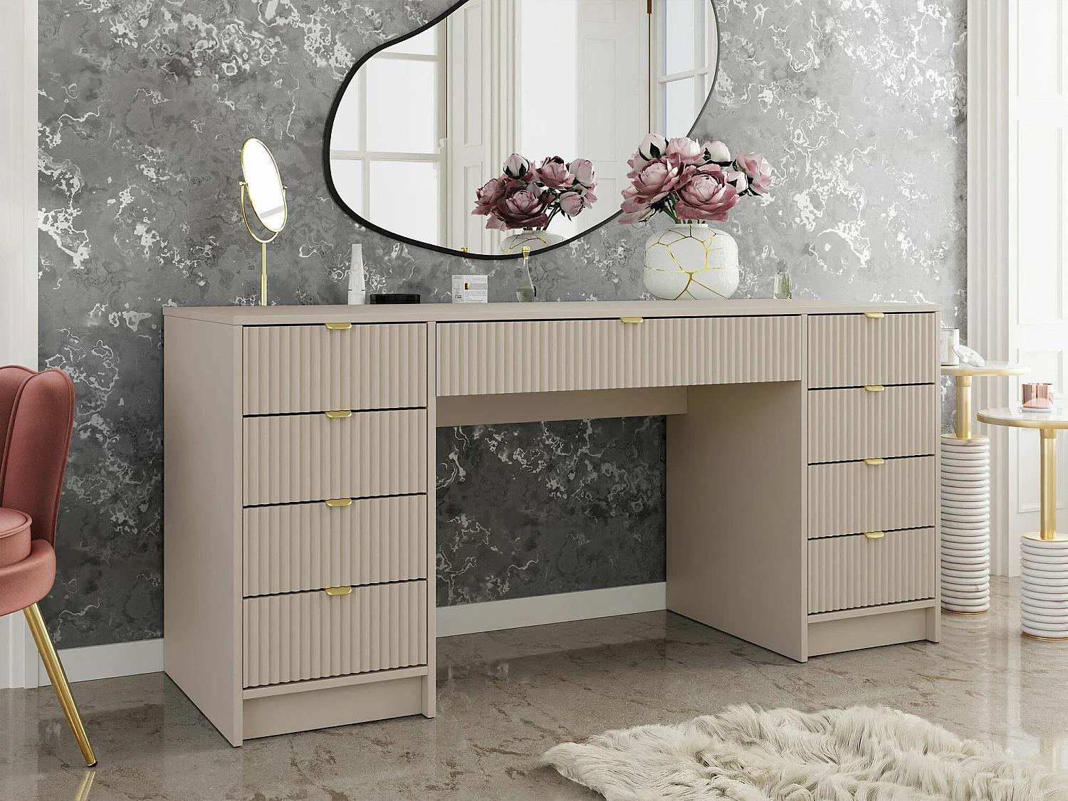 Bureau Comfivo Larmire 110, Avec tiroirs, 76x154x55cm, Beige