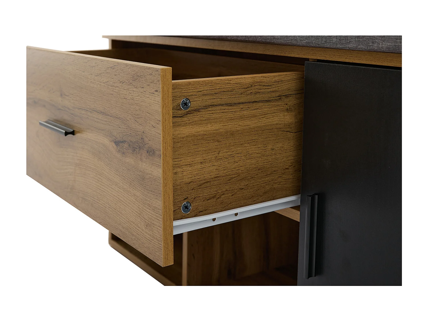 Vestiaire d'entrée chêne 104x190x39 cm avec miroir 1 porte 1 tiroir assise rembourrée rangement chaussures étagères et patères en bois