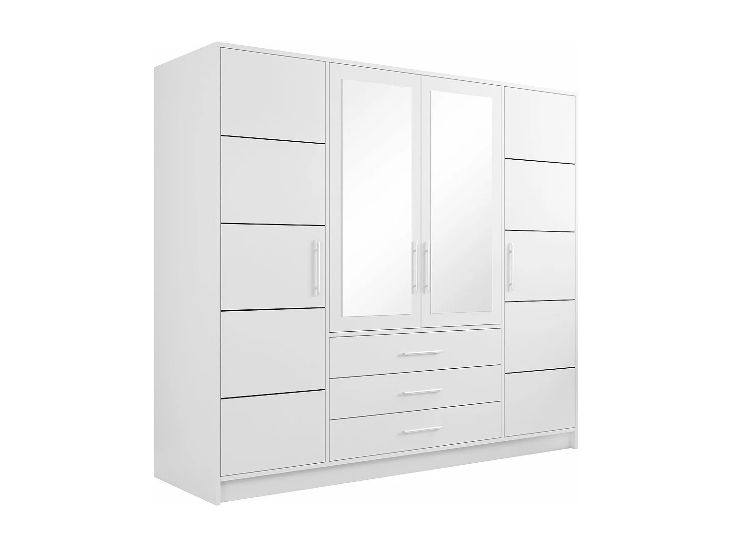 Armoire Dortivu, Argent|Blanc, 200x196x58cm, Portes d'armoire: Avec des charnières