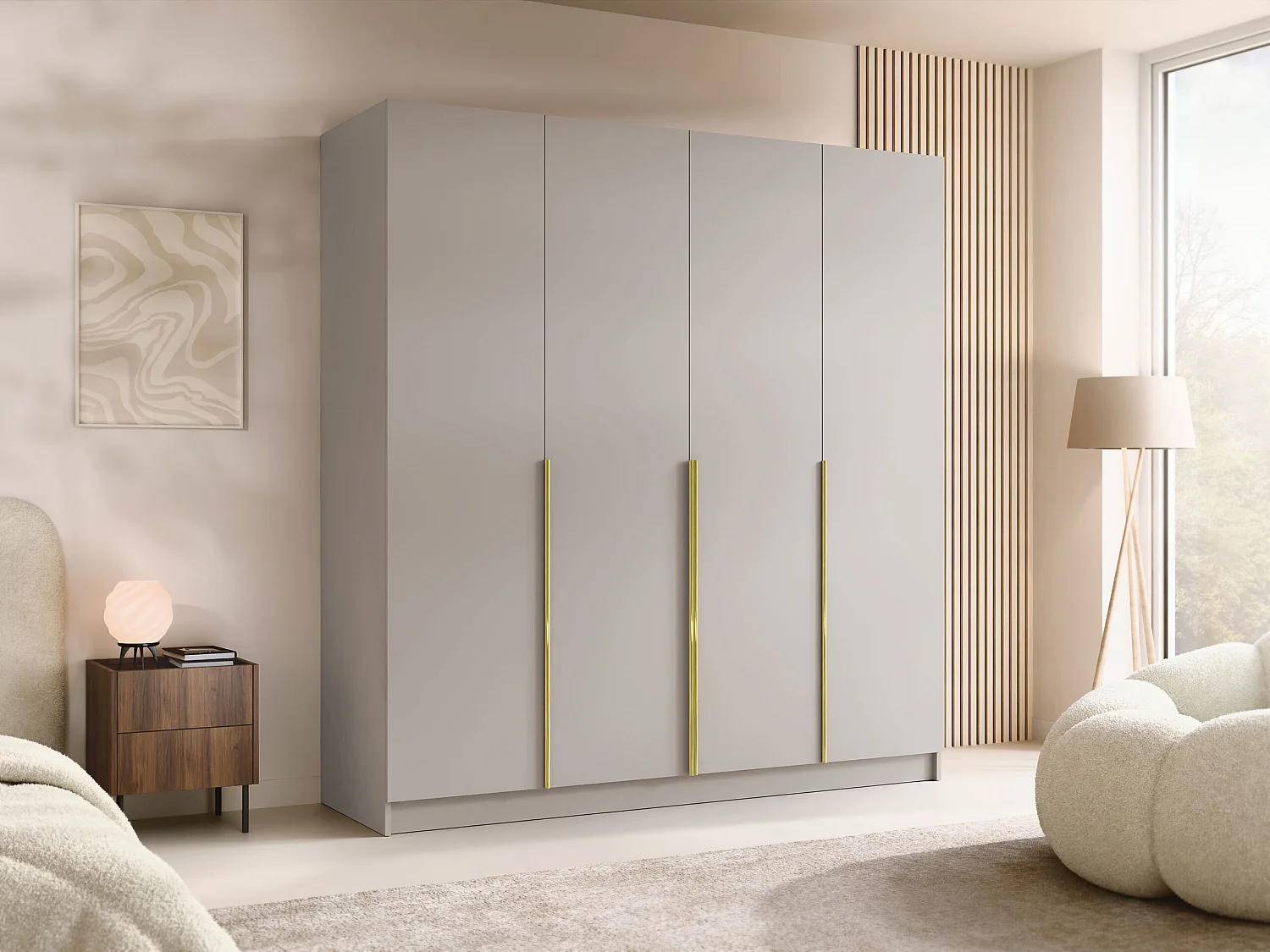 Armoire Closico Navor I, Cachemire|Doré, 215x200x58cm