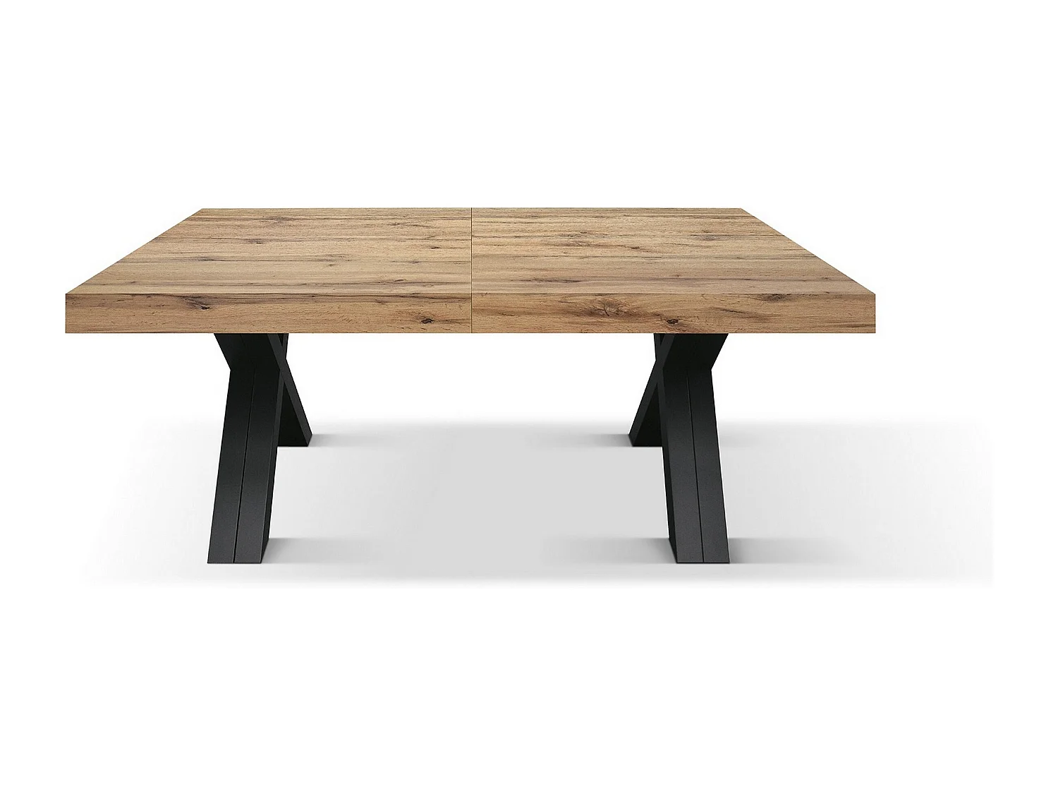 Table rustique en bois de chêne, bois anthracite Pieds en X 180x90-480x90cm - GALLIPOLI