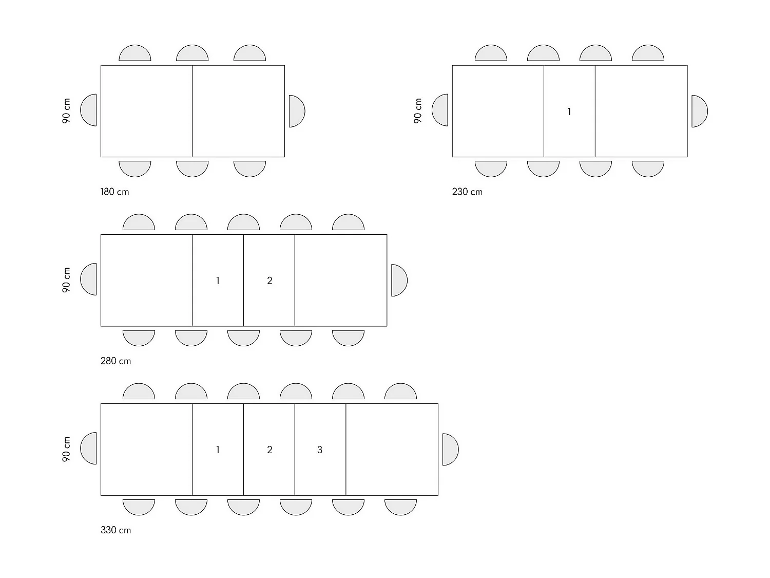 Table rustique en bois de chêne, bois anthracite Pieds en X 180x90-480x90cm - GALLIPOLI