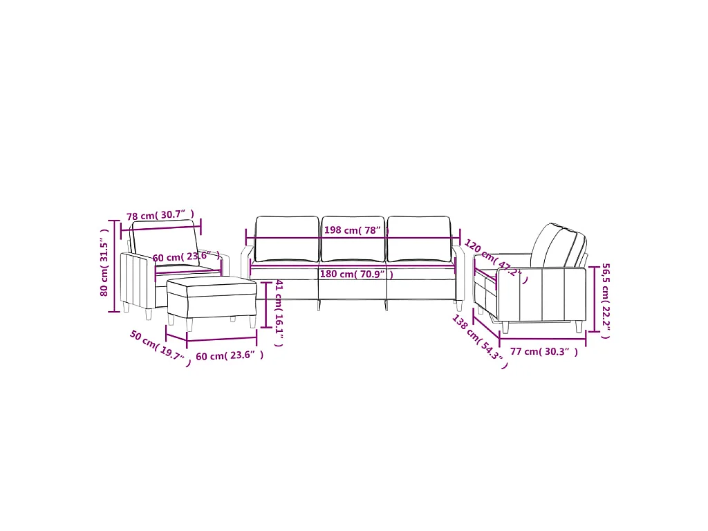 Ensemble de canapés 4 pcs avec coussins Gris foncé Velours