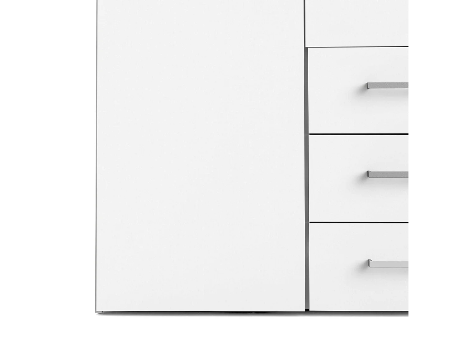 Armoire à quatre portes et trois tiroirs, couleur blanche, Dimensions 154 x 200 x 49 cm