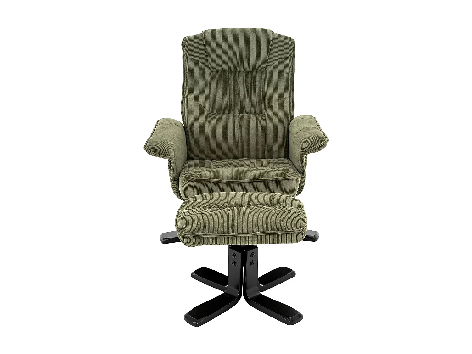 IDIMEX Fauteuil de Relaxation Charly avec Repose-Pieds pouf, siège pivotant et Dossier inclinable en velours côtelé  vert/noir