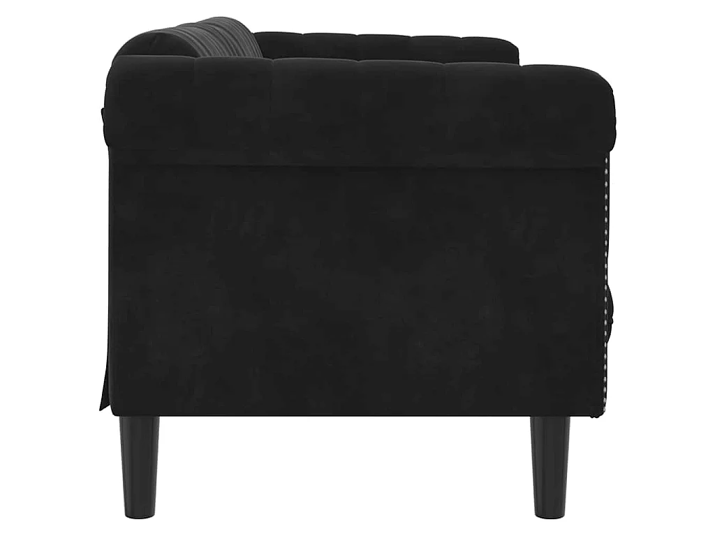 Driezitsbank fluweel zwart