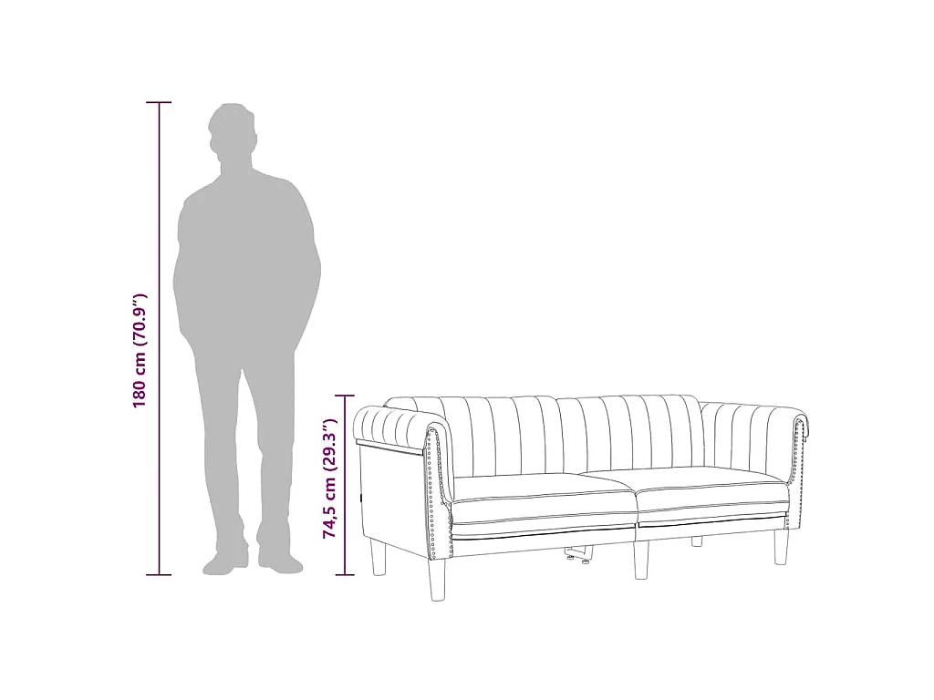 Driezitsbank fluweel zwart