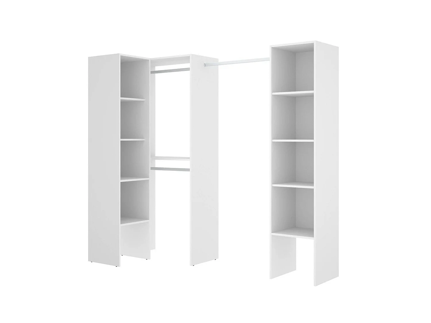 Armoire Dluvumb, Structure pour dressing d'angle, Cintre d'angle ouvert, 226x79h186 cm, Blanc