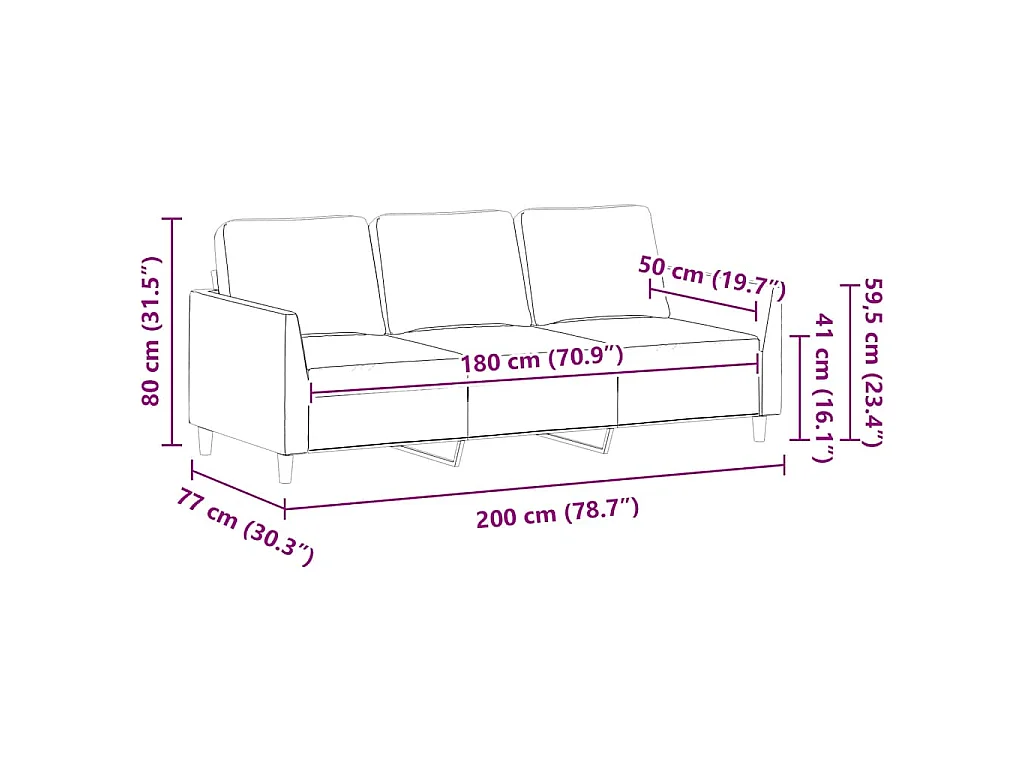 Canapé à 3 places Cappuccino 180 cm Similicuir