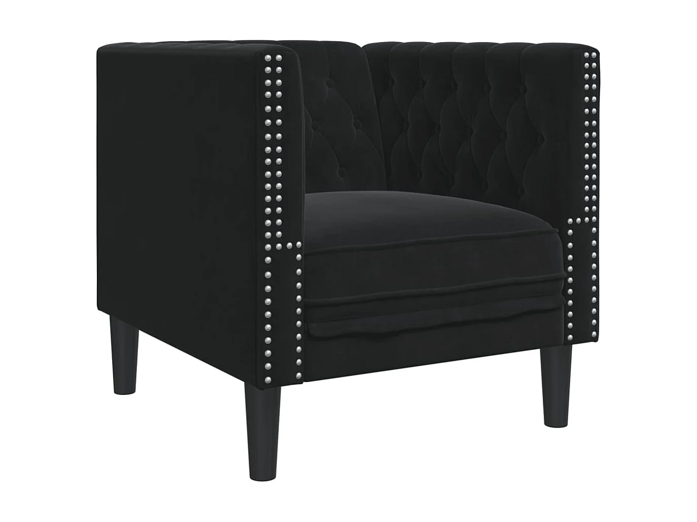 Ensemble de canapé Chesterfield et traversins 3pcs noir velours