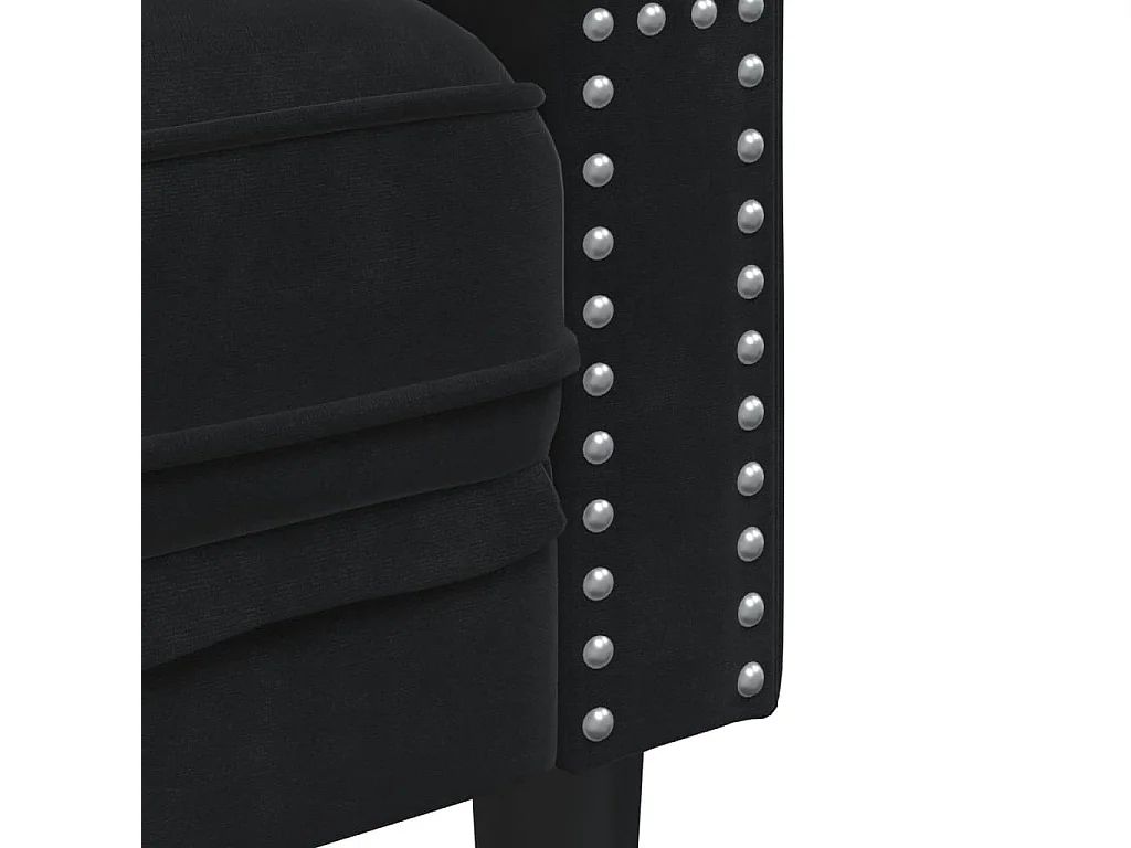 Ensemble de canapé Chesterfield et traversins 3pcs noir velours