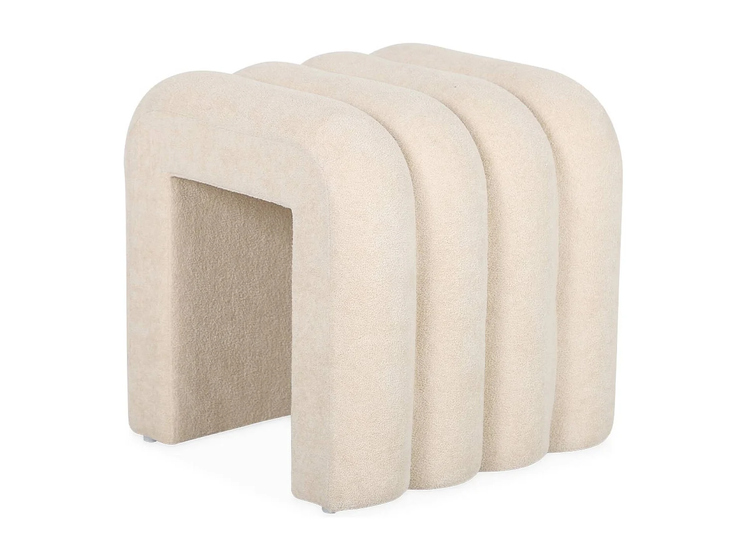 Set de 2 poufs contemporains en tissu beige