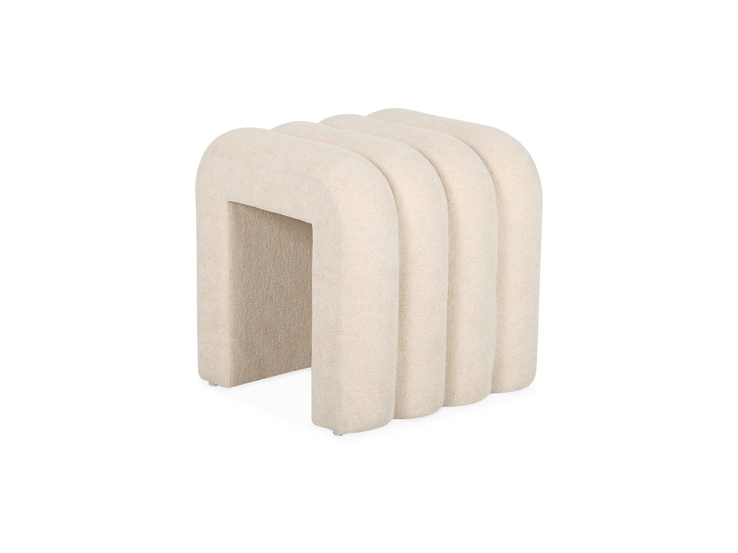 Set de 2 poufs contemporains en tissu beige