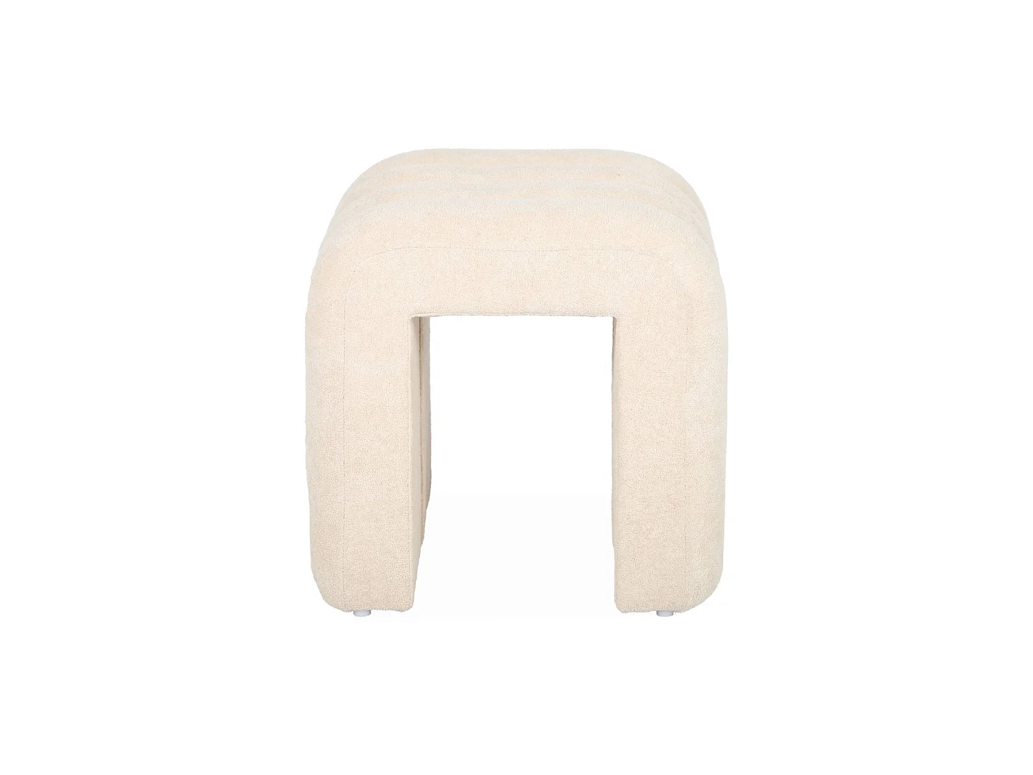Set de 2 poufs contemporains en tissu beige