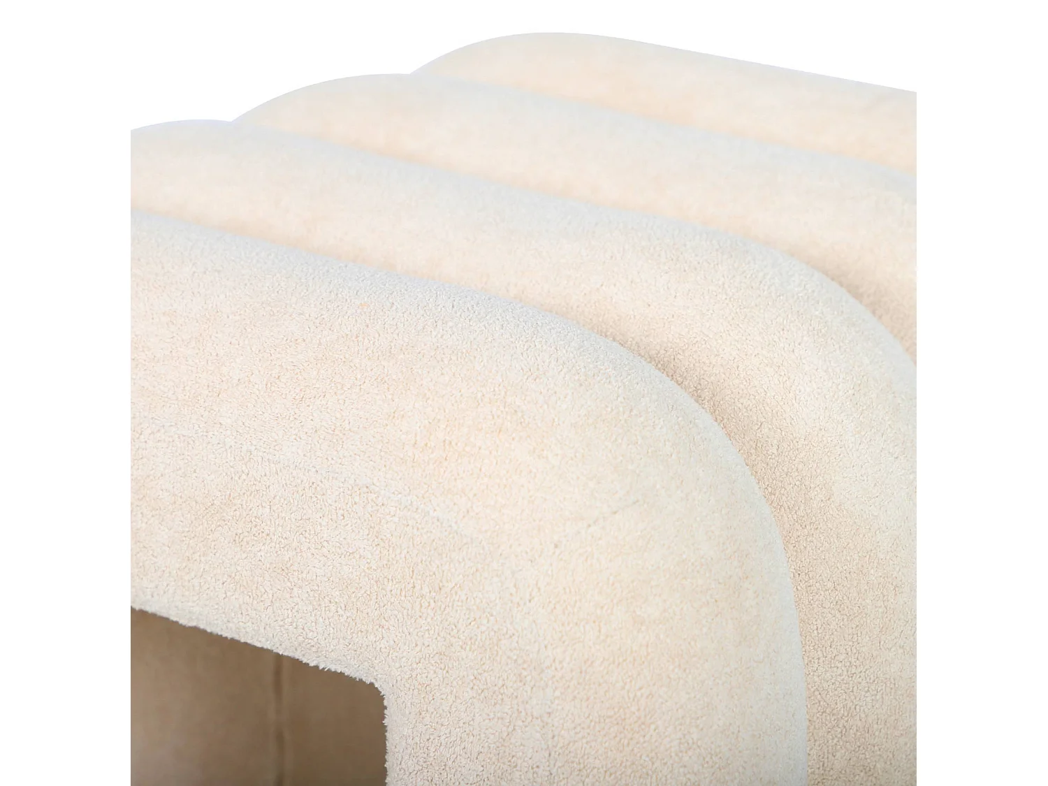 Set de 2 poufs contemporains en tissu beige