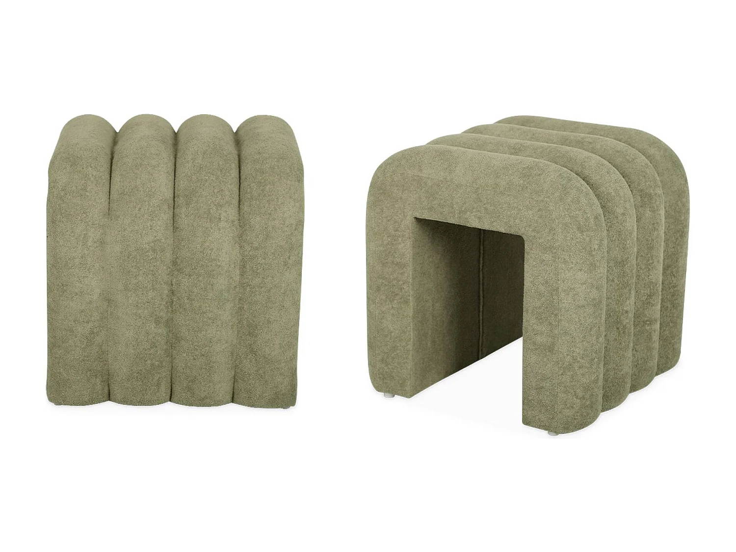 Set de 2 poufs contemporains en tissu vvert