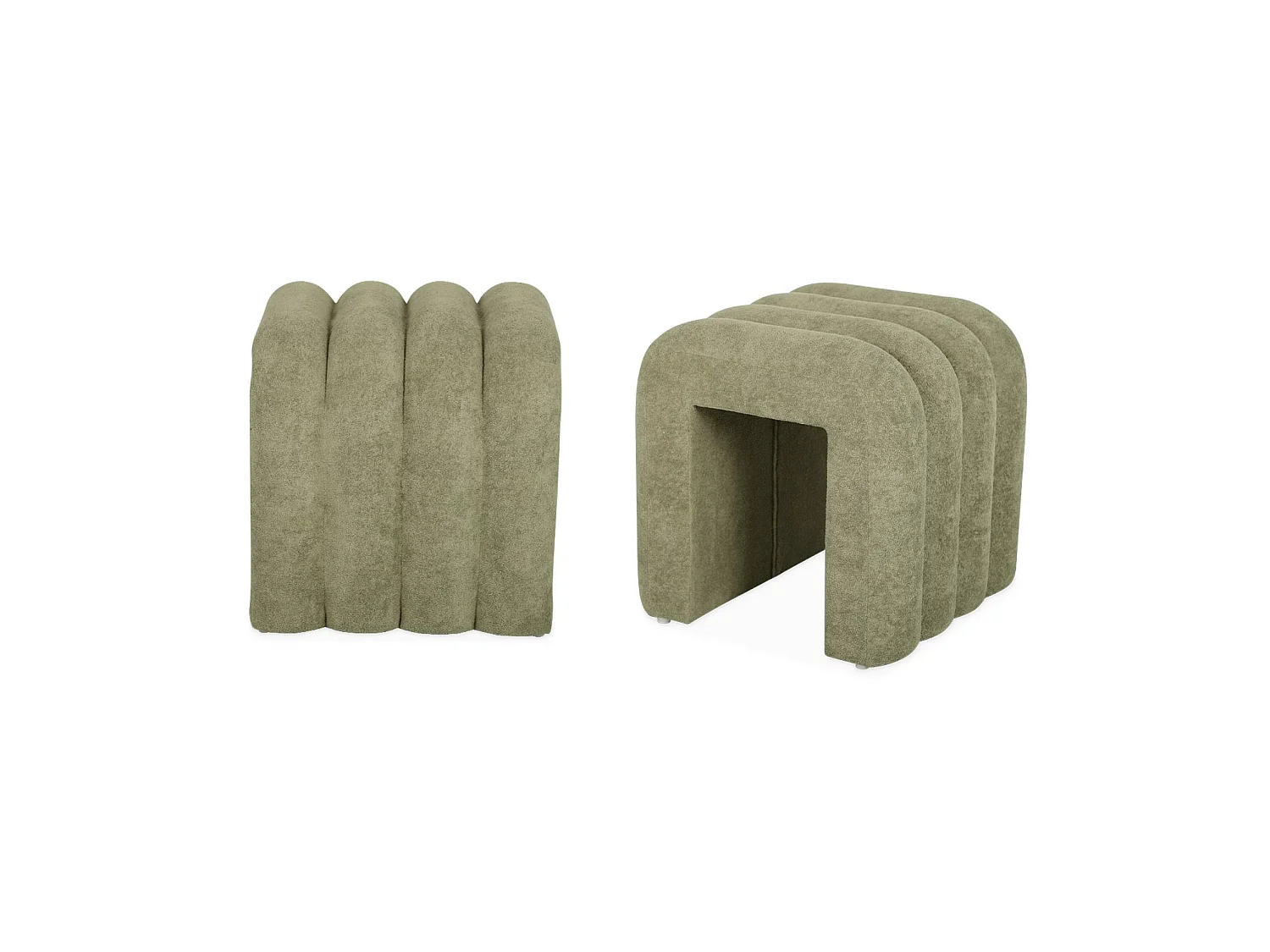 Set de 2 poufs contemporains en tissu vvert