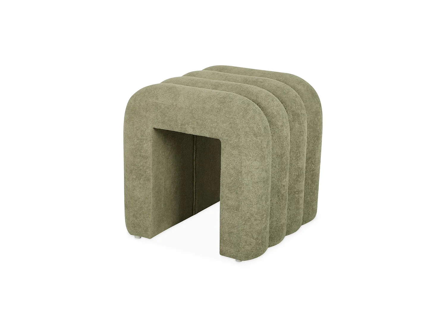 Set de 2 poufs contemporains en tissu vvert