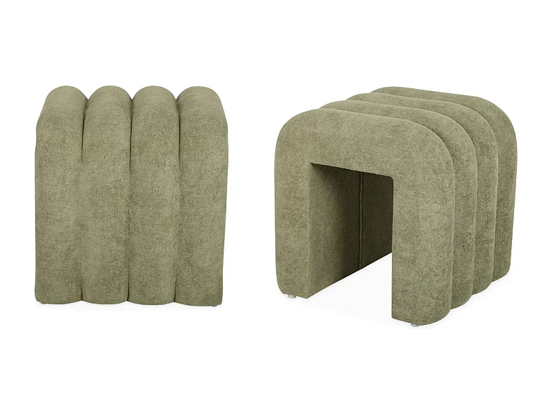 Set de 2 poufs contemporains en tissu vvert