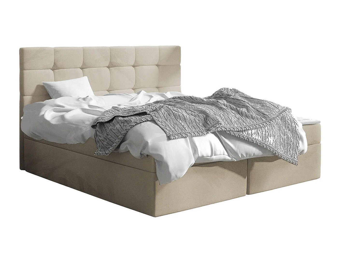 Cama continental Comfivo Osculum I, Doble, Crema, Tapiz, Somieres