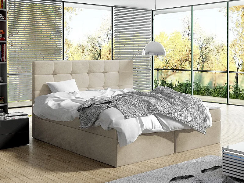 Lit continental Comfivo 196, Continental, Double, Brun clair, 180x200, Tissu, Disponible