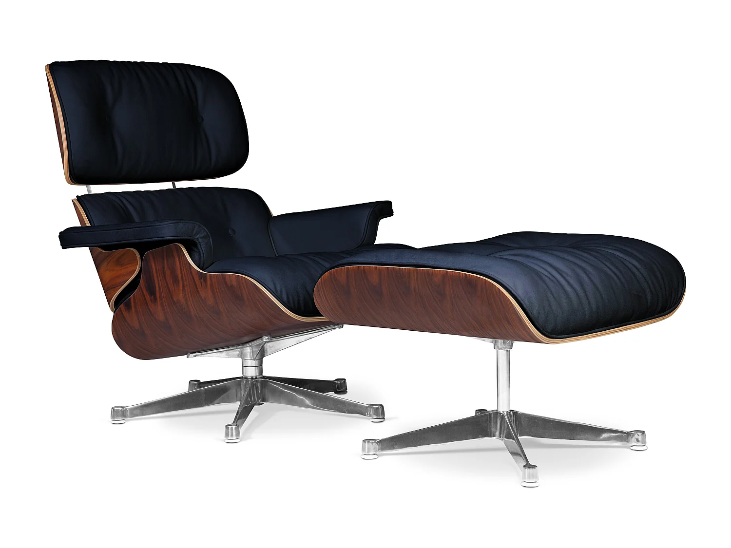 Long Chair & Ottoman Cuir Premium - Palissandre Blanc