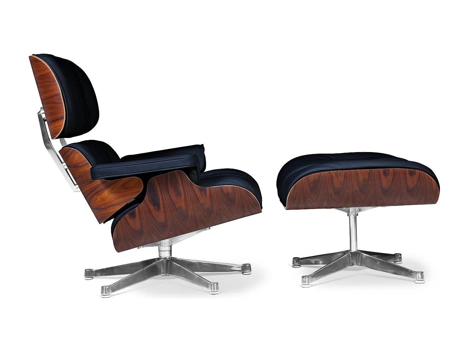 Long Chair & Ottoman Cuir Premium - Palissandre Blanc