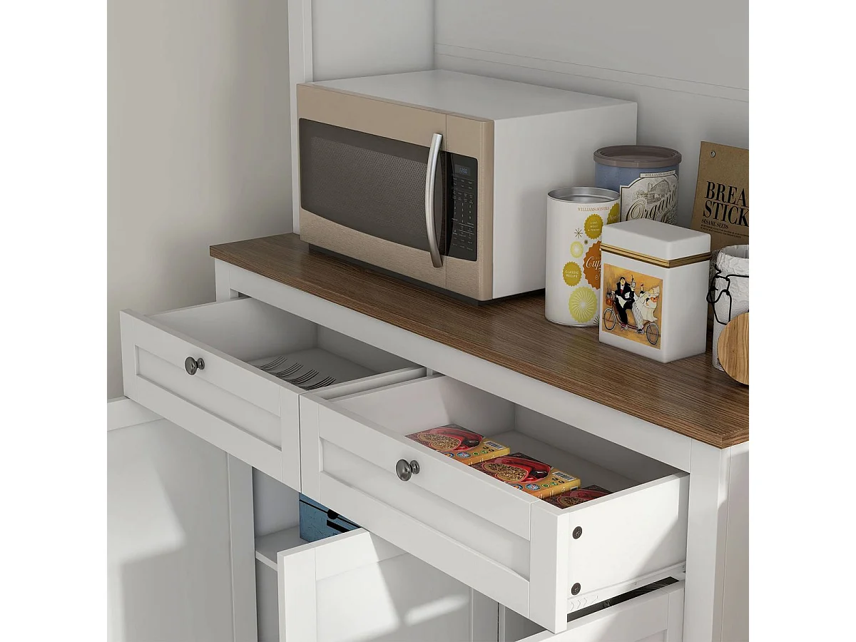 Vitrina Daisy Homcom 2 armarios superiores + 2 cajones + 2 armarios inferiores blanco 180x100x40 cm