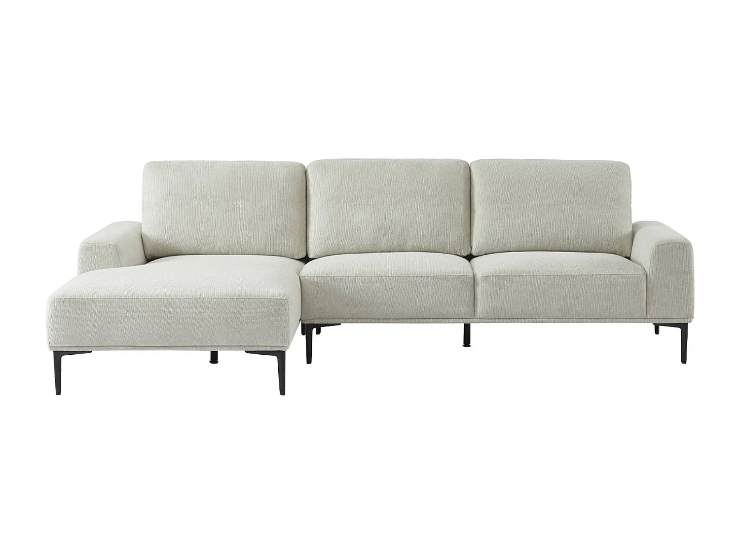 Canapé 3 places blanc crème angle gauche et structure / piètement métal noir