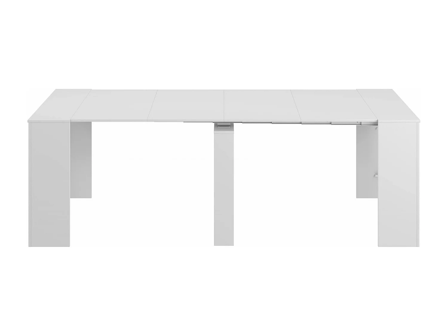Console Diluna, Table à manger extensible, Table avec rallonges polyvalentes extensible jusqu'à 10 places, 51/237x90h78 cm, Blanc Brillant