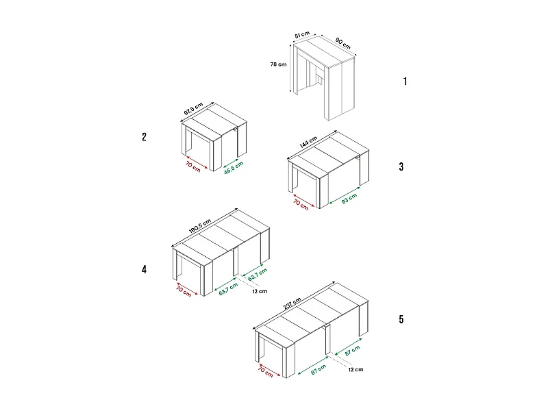 Consola Diluna, Mesa de jantar extensível, Mesa com extensões multiusos extensíveis até 10 lugares, 51/237x90h78 cm, Branco Brilhante