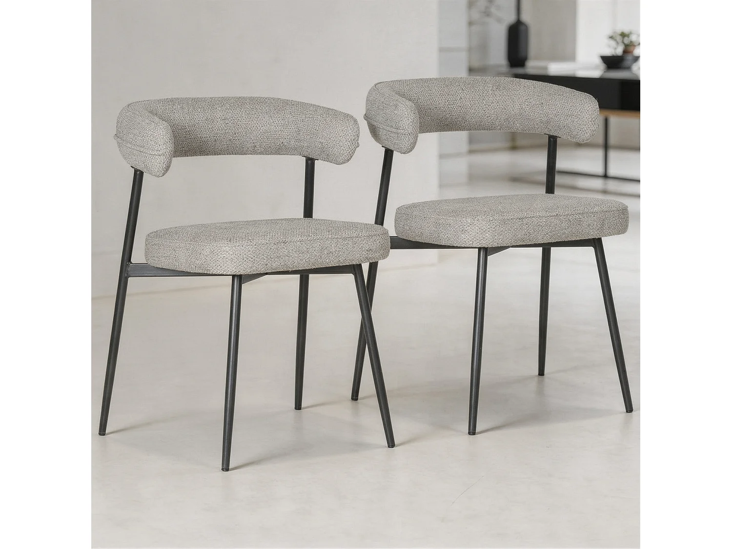 Lot de 2 chaises en tissu vert chiné THEA - HAPPY GARDEN