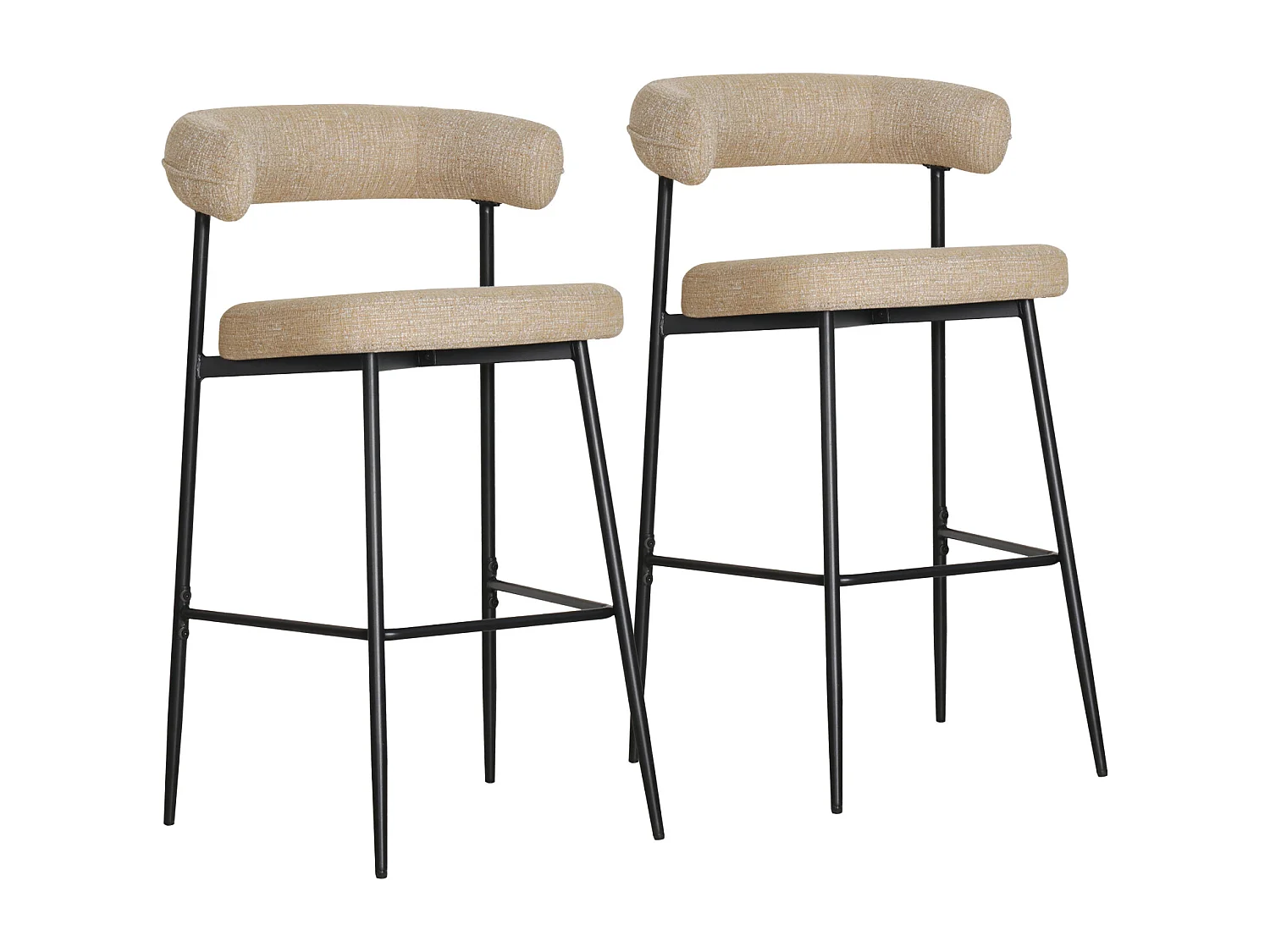 Lot de 2 tabourets de bar en tissu jaune chiné THEA - HAPPY GARDEN