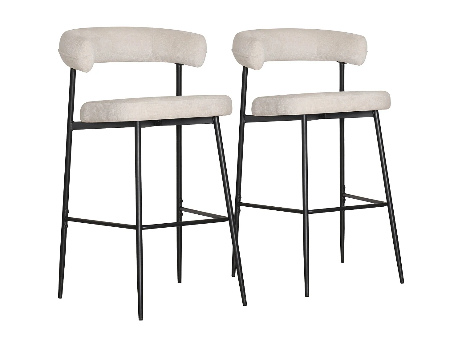 Lot de 2 tabourets de bar en tissu beige THEA - HAPPY GARDEN