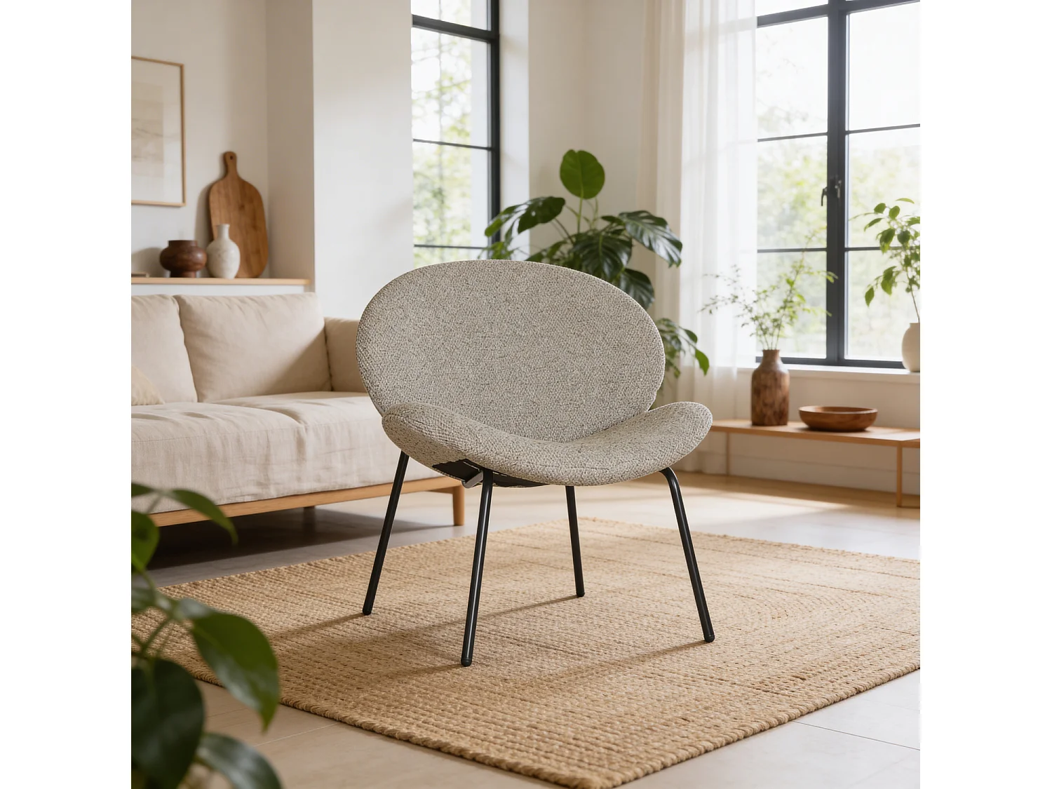 Fauteuil en tissu vert chiné SACHA - HAPPY GARDEN