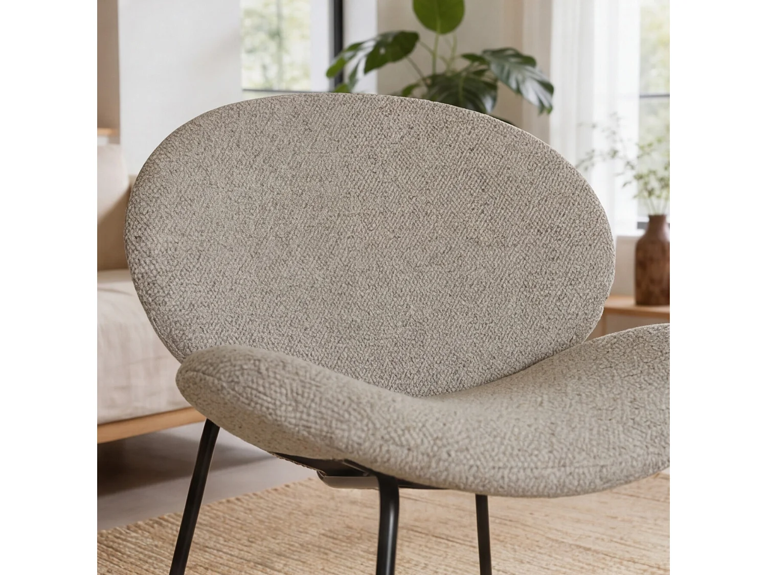 Fauteuil en tissu vert chiné SACHA - HAPPY GARDEN