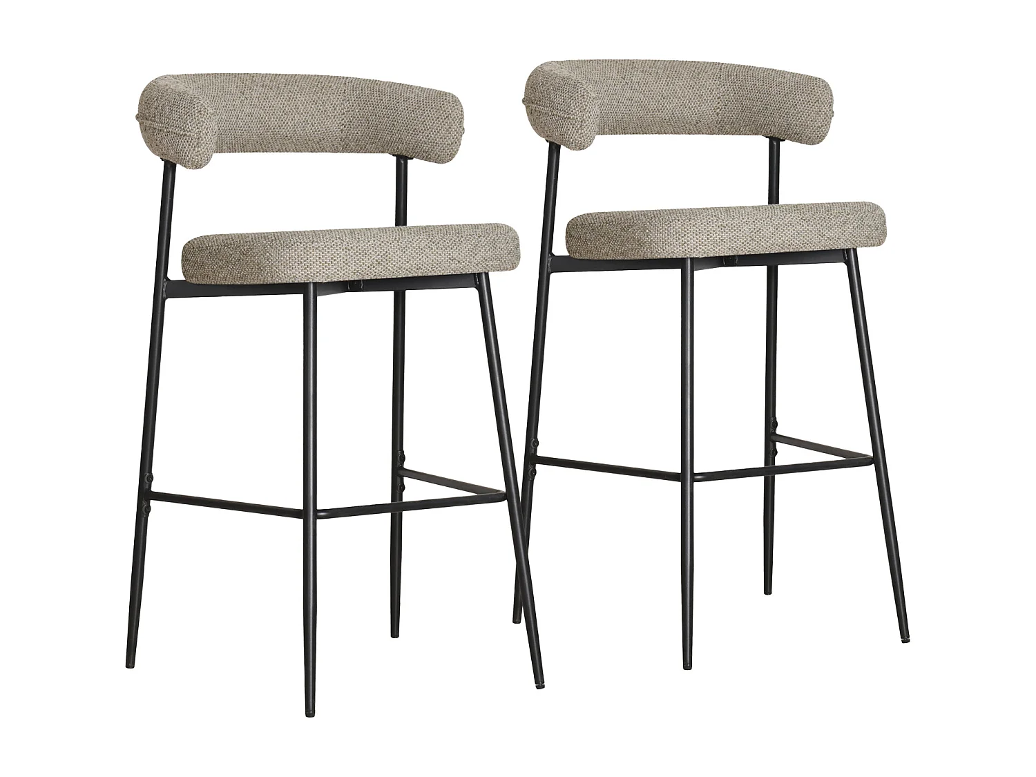 Lot de 2 tabourets de bar en tissu vert chiné THEA - HAPPY GARDEN