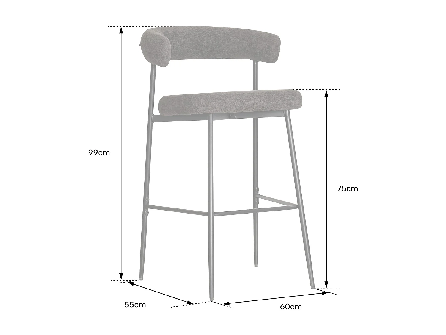 Lot de 2 tabourets de bar en tissu vert chiné THEA - HAPPY GARDEN