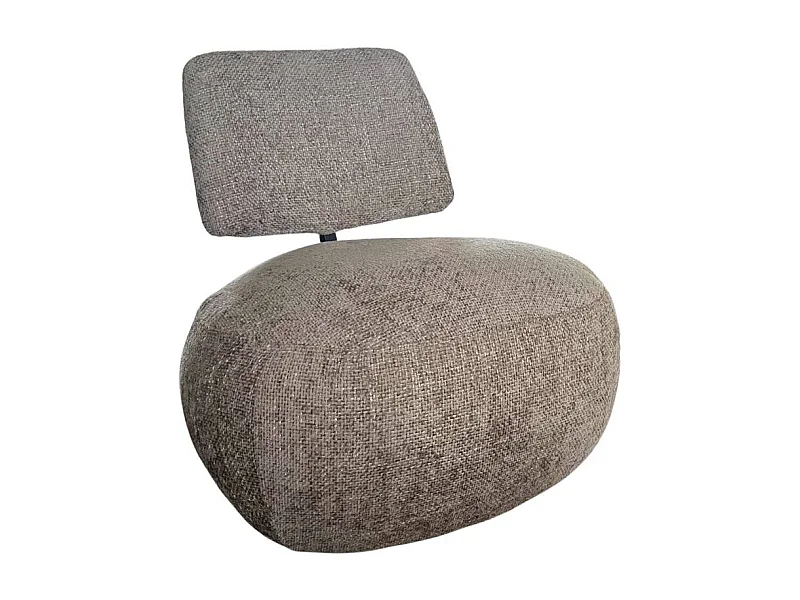 Fauteuil en tissu avec dossier beige chiné Teresia