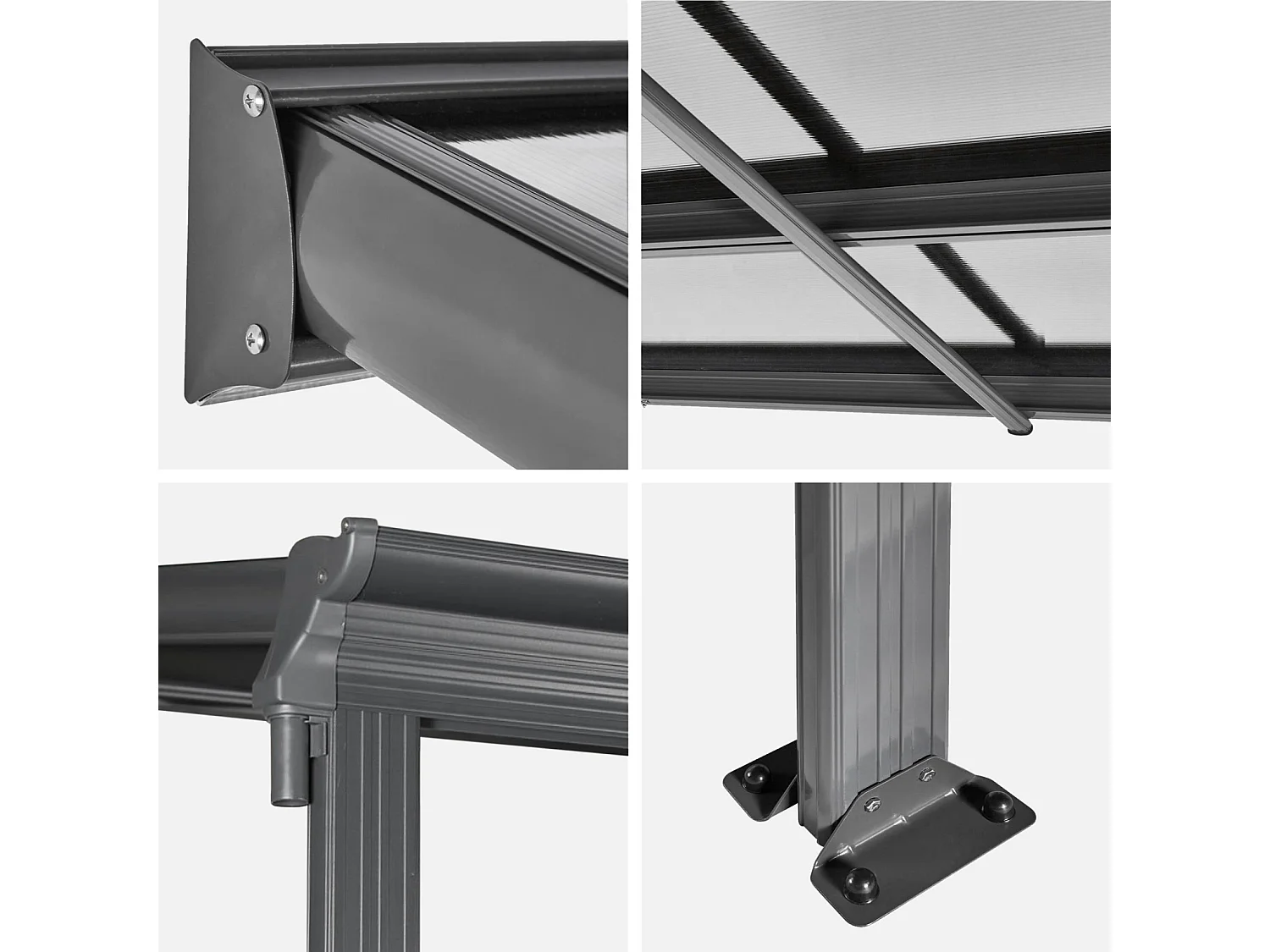 Pérgola 3x6m de aluminio con canalón antracita