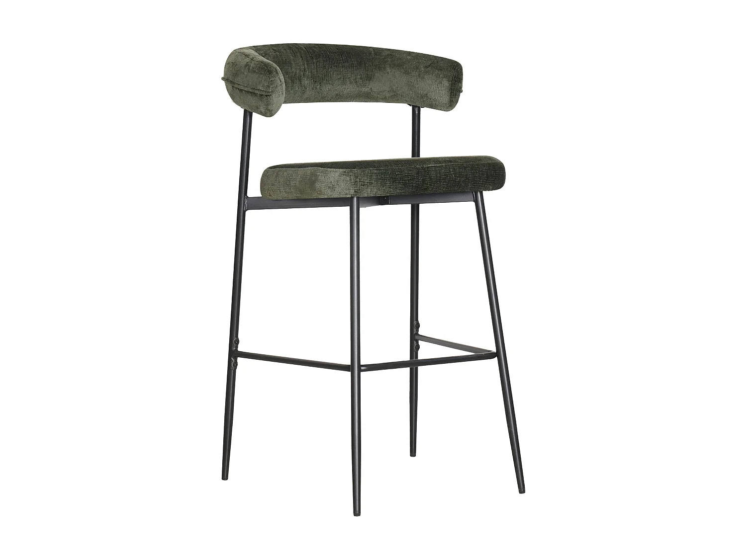 Lot de 2 tabourets de bar en tissu vert THEA - HAPPY GARDEN