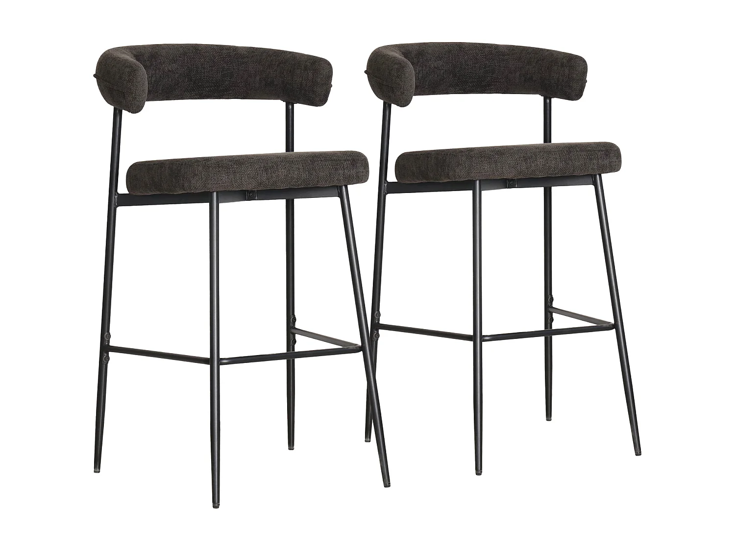 Lot de 2 tabourets de bar en tissu gris THEA - HAPPY GARDEN