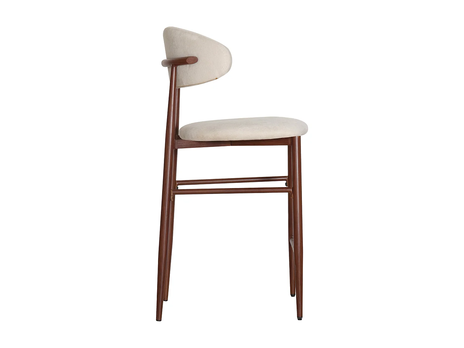 Set van 2 metalen barkrukken met beige en donker houteffect SIMON